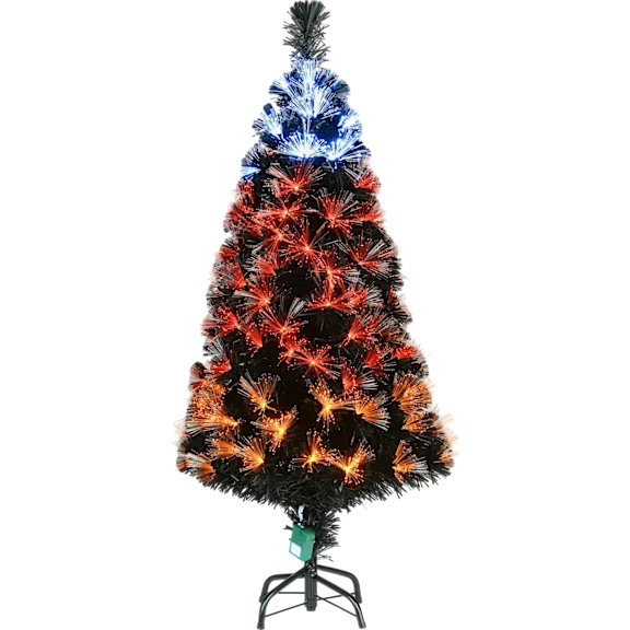 National Tree Company 4' Black Fiber Optic Tree with Candy Corn Lights