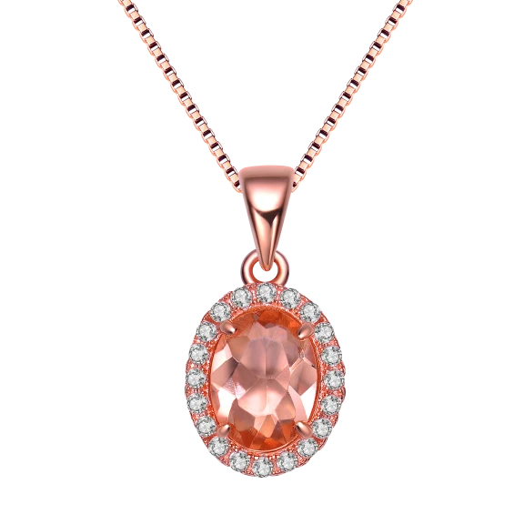 Megan Walford Rose Gold Oval Morganite Pendant Necklace