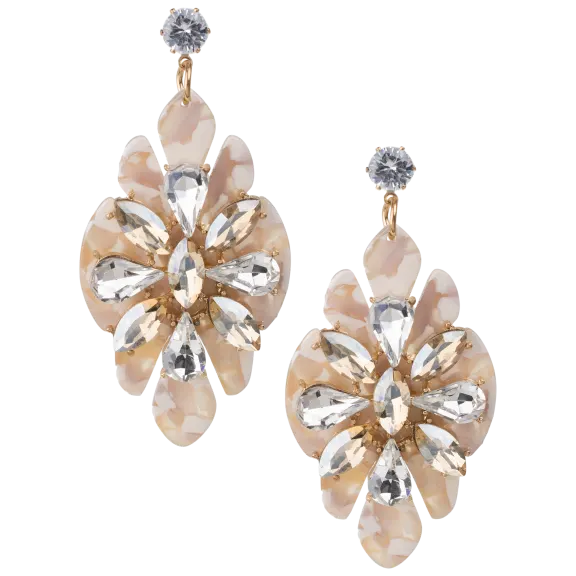 Champagne Resin Flower Earrings