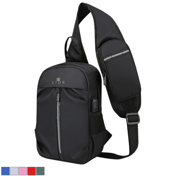 Lior Multi-Pocket Shoulder Bag with USB Charging Port