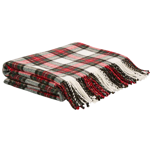 Glitzhome 60"L x 50"W Acrylic Red Multi Plaid Woven Throw