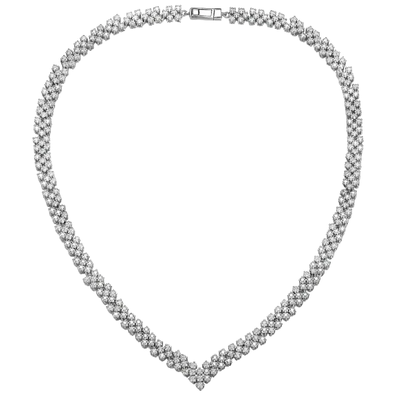 Genevive Classy Tennis Necklace in White Gold Plated Finish