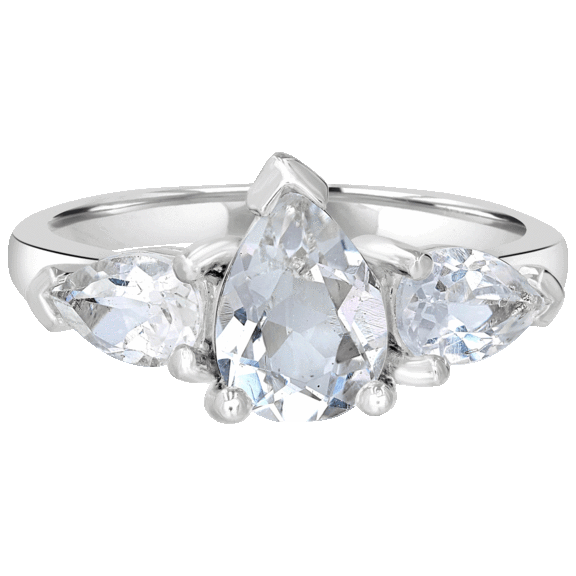 Gemistry Sterling Silver Genuine 3-Stone Pear Ring