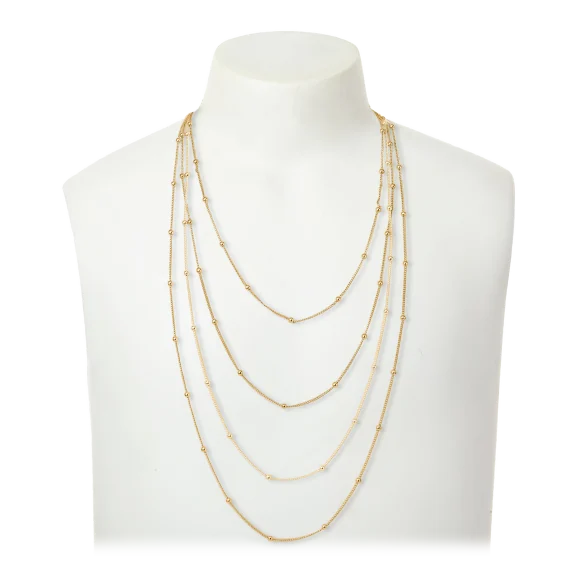 Savvy Cie 18K Plated Yellow Gold Italian Multi Strand Layered Necklace