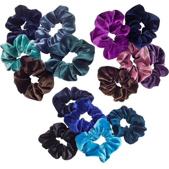 15-pack: Velvet Scrunchie "Midnight Collection"