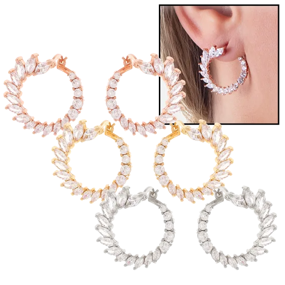 Sole du Soleil Hydrangea 18K Gold Plated Flared Hoop Earrings