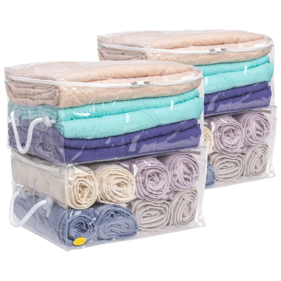 4-Pack: Clearly Organized Clear Plastic Utility Chest Storage Bags with Zippers