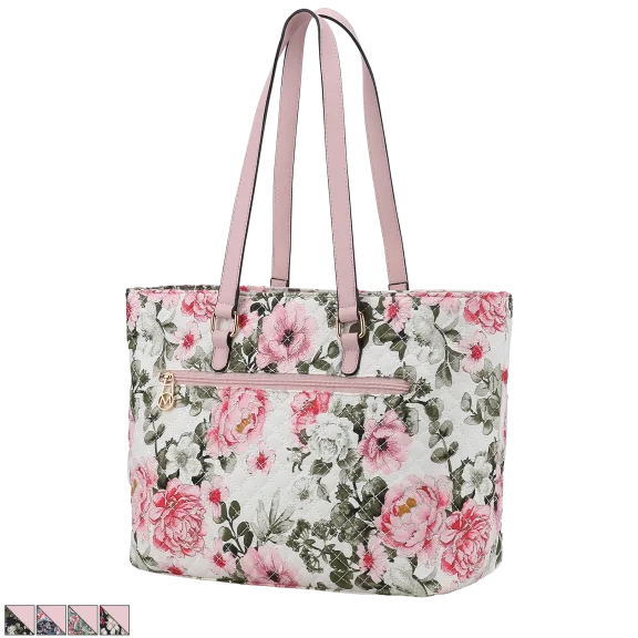 MKF Collection Hallie Quilted-Cotton Botanical Pattern Tote Bag By Mia K