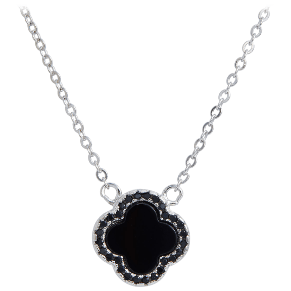 Savvy Cie Sterling Silver Mother of Pearl or Onyx Necklace