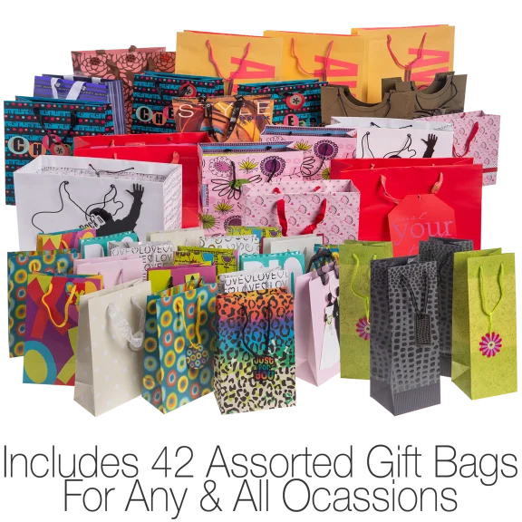42-Pack Assorted All-Occasion Gift Bags