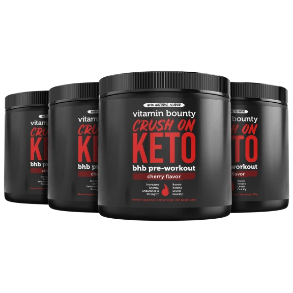 4-Pack: Vitamin Bounty Pre-Workout Keto Supplement in Cherry Flavor