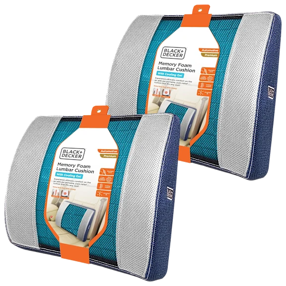 2-Pack: BLACK+DECKER Gel Lumbar Cushions with Cooling Gel