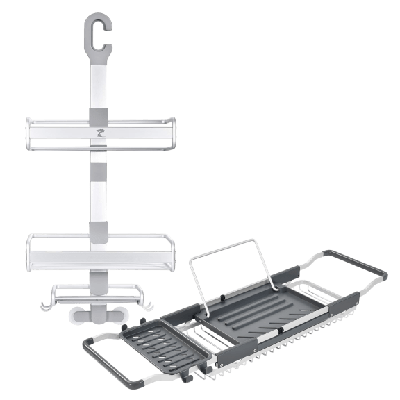 Aluminum Hanging Shower Caddy & Bath Tub Caddy