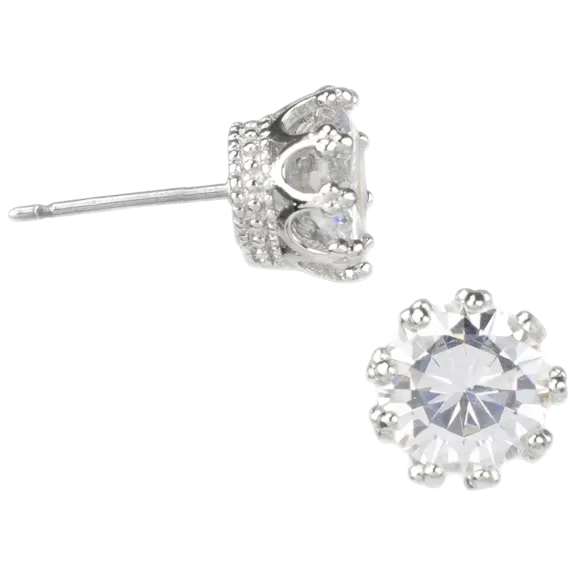 CZ by Kenneth Jay Lane Silver Round-Cut Vintage Stud Earrings
