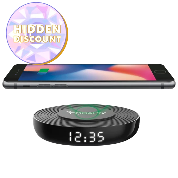 CobaltX Wireless Charging Pad with Digital LED Clock