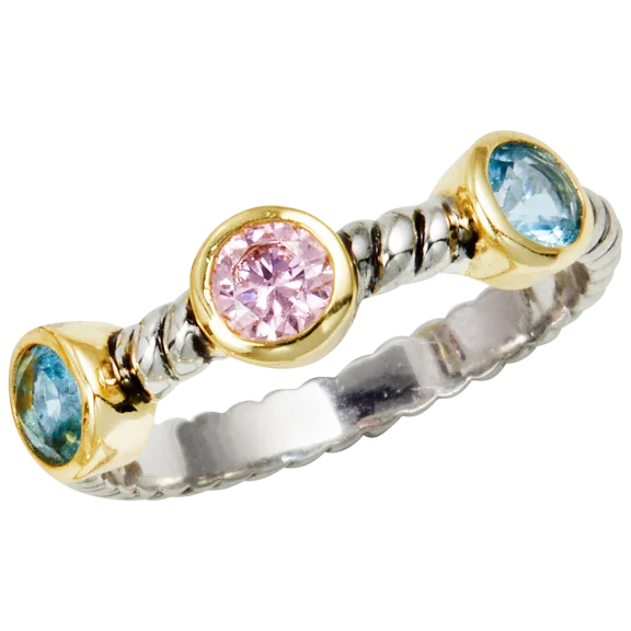 Savvy Cie Two-Tone Lab-Created Peridot And Pink Sapphire Ring