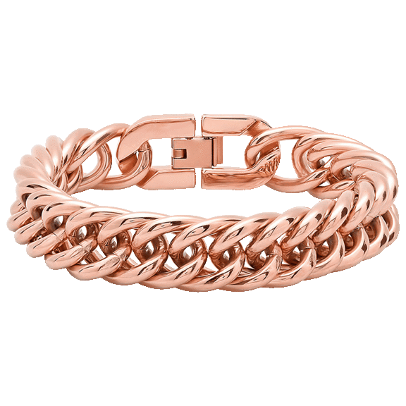 Steeltime Ladies Large 18K Gold Plated Stainless Steel Chain Link Bracelets