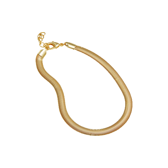 Savvy Cie 14K Gold Plated Wide Sleek Snake Collar Necklace or Ankle Bracelet