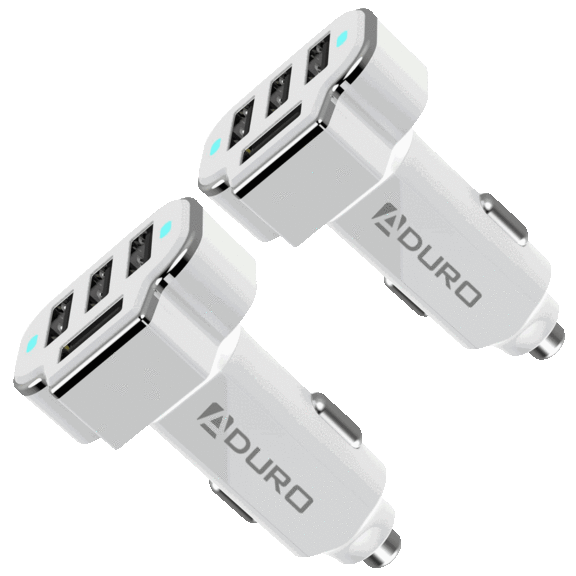 2-Pack: Aduro 4 Port USB Car Charger Adapters