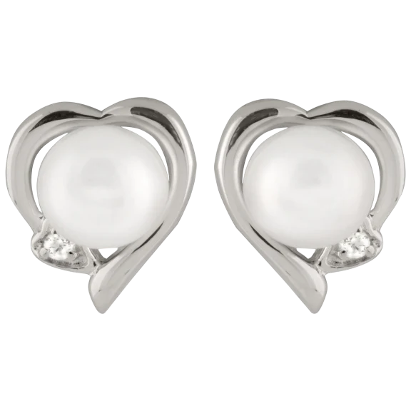 Splendid Pearls Heart Shaped Pearl Stud Earrings