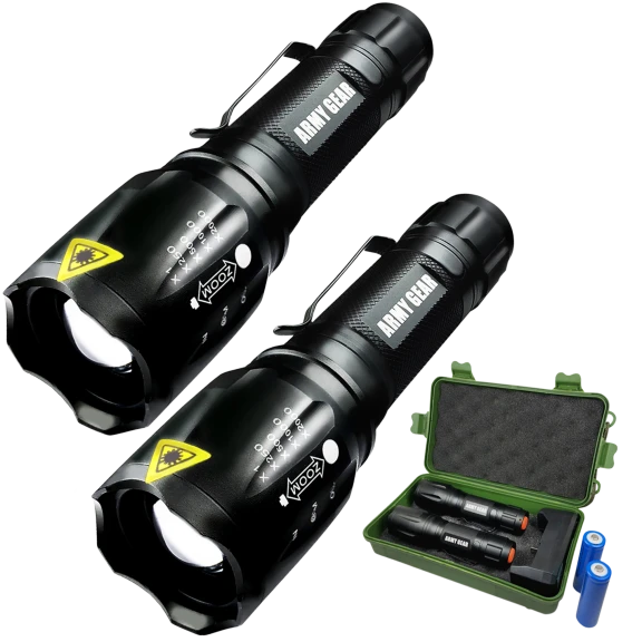 2-Pack: Army Gear Viper 1000 Lumen Flashlights