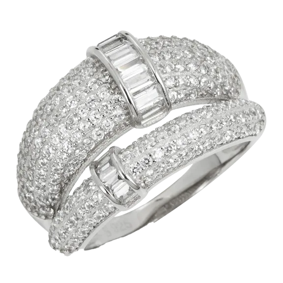 Savvy Cie Double Baguette Pave Bands