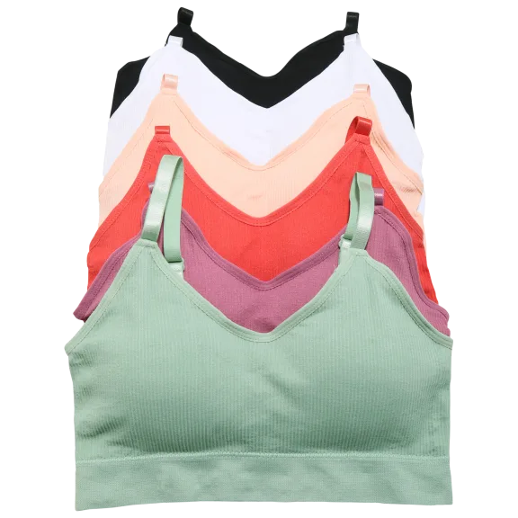 6-Pack: Angelina Seamless Wire-free Bralette with Adjustable Straps
