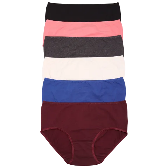 6-Pack: Angelina Classic Cotton Mid-Rise Brief Panties