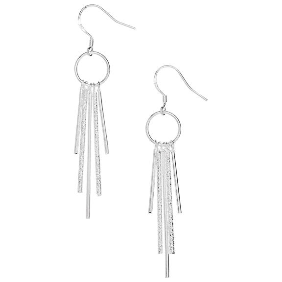 Hollywood Sensation Silver Tassel Earrings with Sterling Silver-Plated Finish