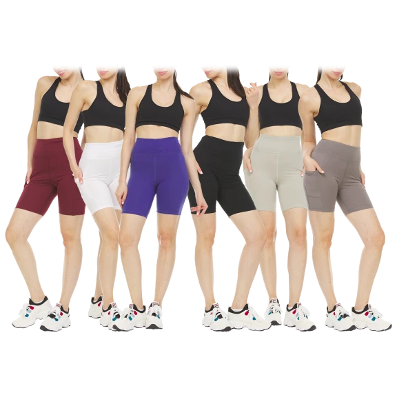3-Pack: Women's Assorted High Waist Tummy Control Yoga Bike Shorts