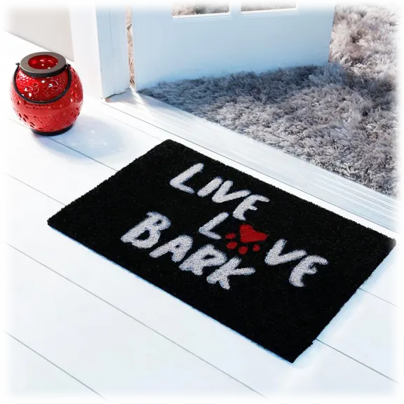 J&V Textiles Nicole Miller Black 'Live Love Bark' Doormat