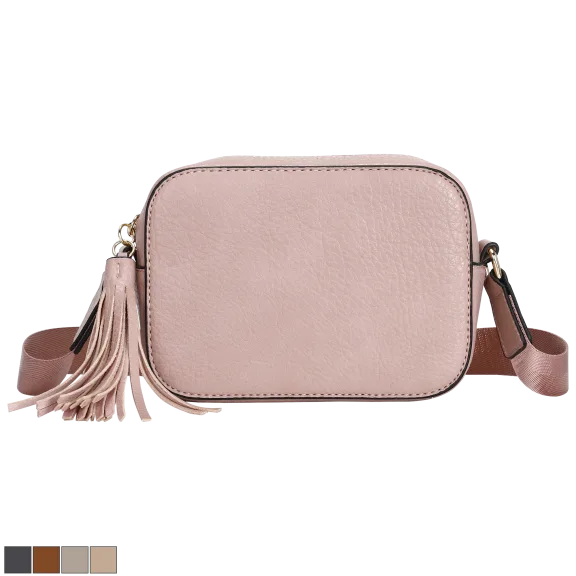La Terre Vegan Leather Tassel Zip Pull Camera Crossbody
