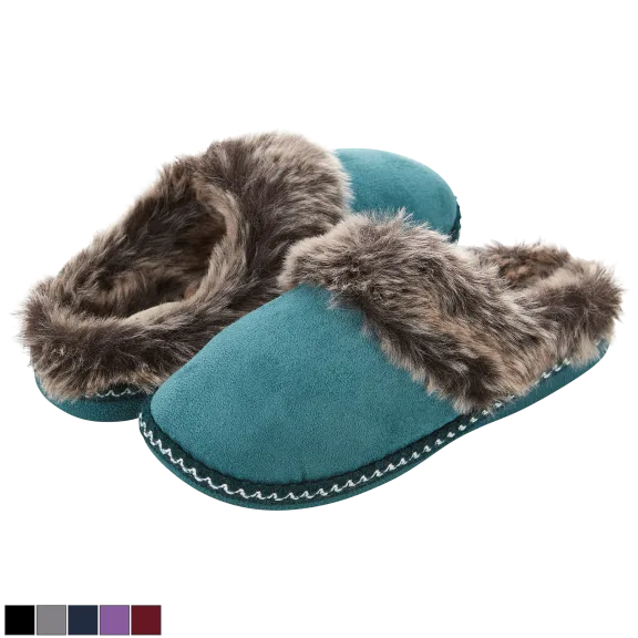 Floopi Women’s Selene Faux Suede with Aztec Trim Clog Slippers