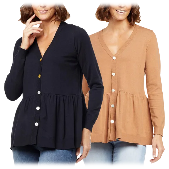 DG2 Soft Ease Knit Peplum Cardigan