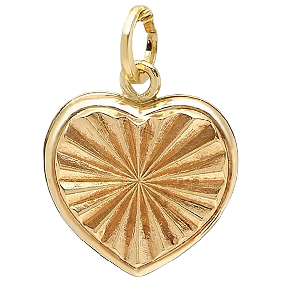 Pori Jewelers 14K Gold Diamond Cut Pleated Pattern Heart Pendant