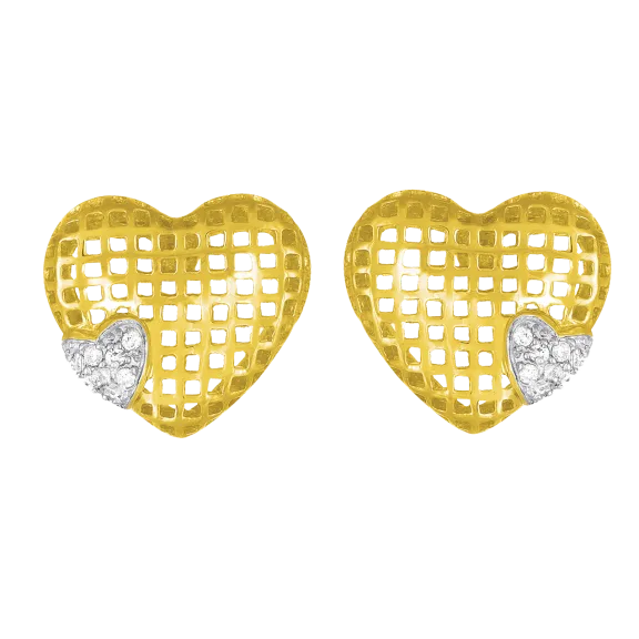 Gold Plated Heart CZ Earrings