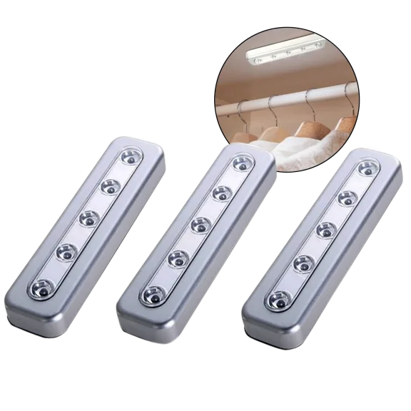 3-Pack: 5 LED Night Light Under Cabinet Push Touch Tap Night Light