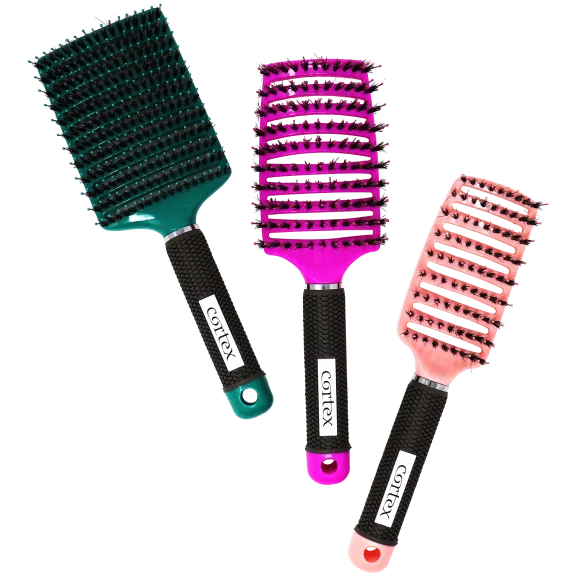 3-Pack: Cortex Beauty Sport Detangle Paddle Brush Set