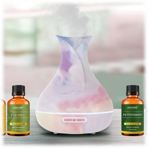 Amore Paris Tie Dyed Ultrasonic Aromatherapy Humidifier Diffuser - Optional Oil