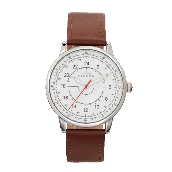 Elevon Gauge Leather-Band Watch