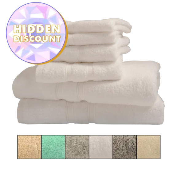 Bibb Home 6-Piece Egyptian Cotton Zero Twist Towel Sets