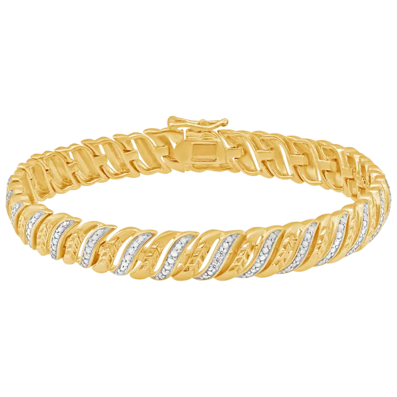Diamond Muse Diamond Accent Fashion Bracelet Plated in 14K Yellow Gold