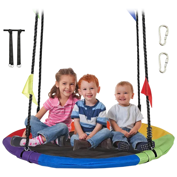 Amgym 40" Saucer Outdoor Waterproof Colorful Tree Swing for Kids