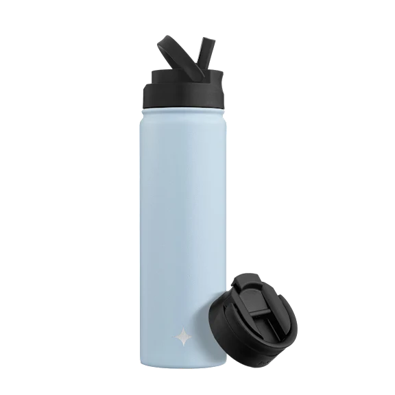JoyJolt 22oz Water Bottle with Flip Lid & Sport Straw Lid