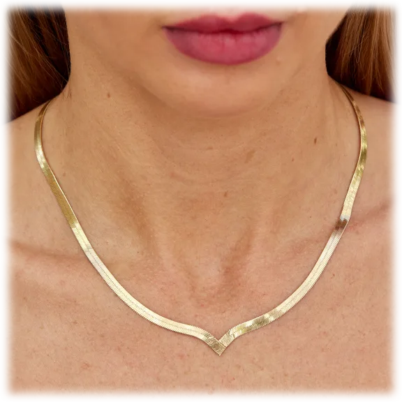 Savvy Cie Handmade Italian Greek Key Reversible Herringbone Necklace