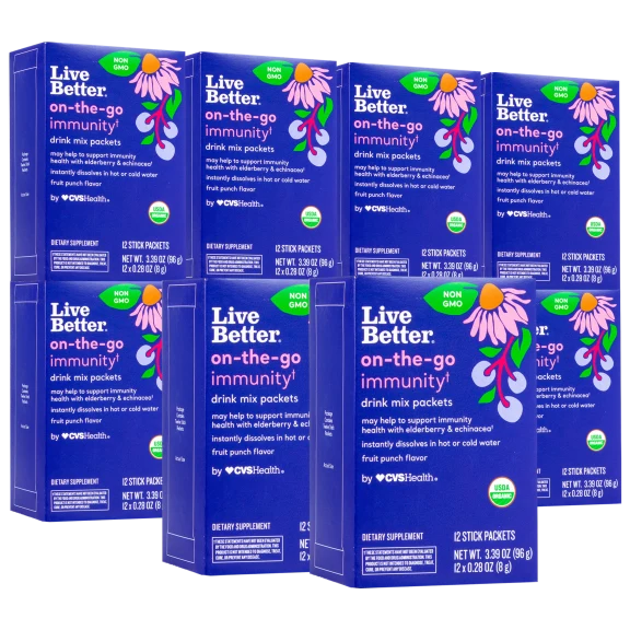 120-Pack: Live Better On-the-Go Immunity Drink Mix Packets with Elderberry