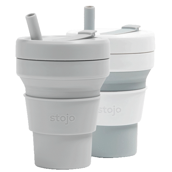 2-Pack: Stojo 16oz Collapsible Travel Cup With Straw