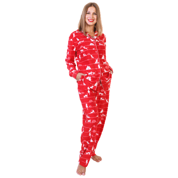 Angelina Cozy Fleece Notch Collar Pajama Set with Pockets