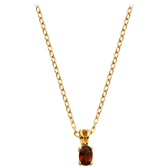 Morgan & Paige Gold Plated Birthstone Pendant, Genuine Garnet 18" Cable Chain