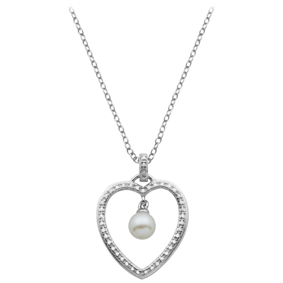 Morgan & Paige Sterling Silver Genuine White Pearl Heart Necklace
